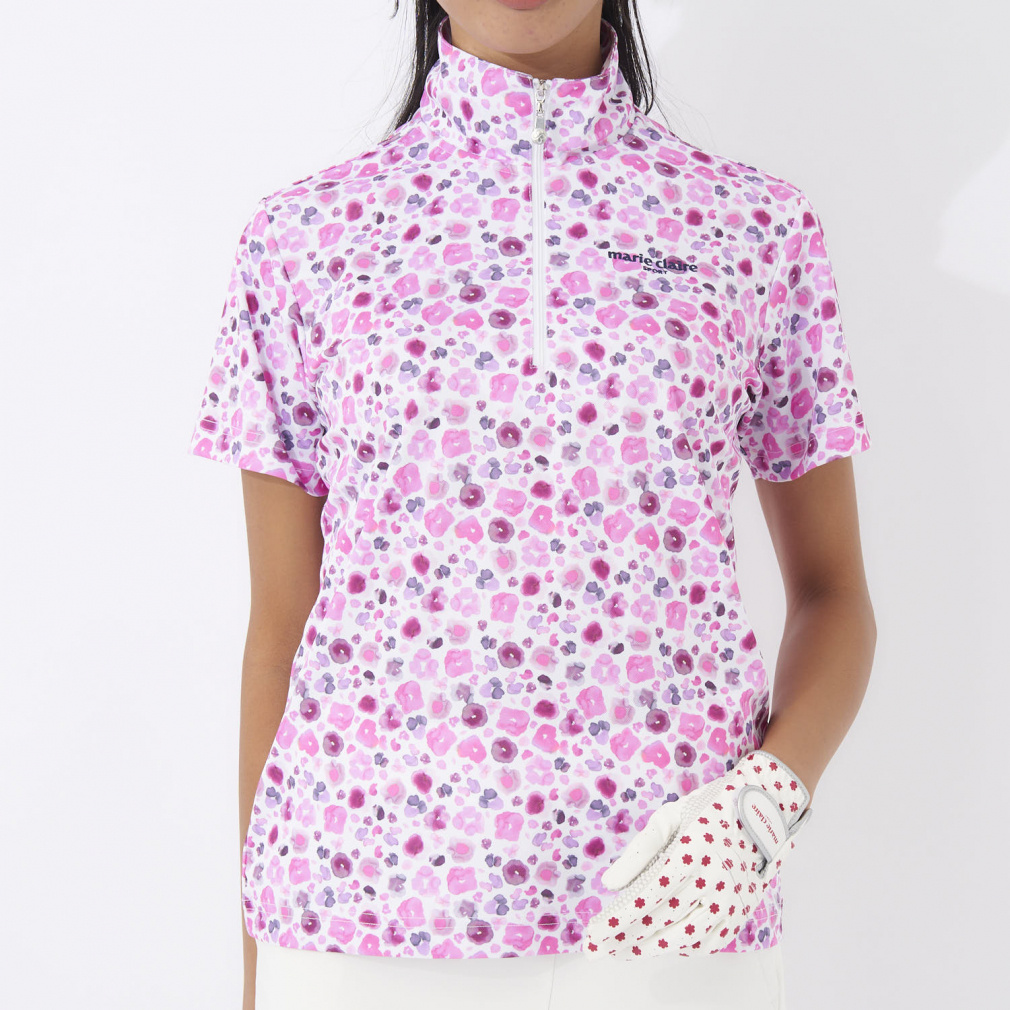 marie claire Women's Golf Wear Short Sleeve High Neck Shirt 714603
