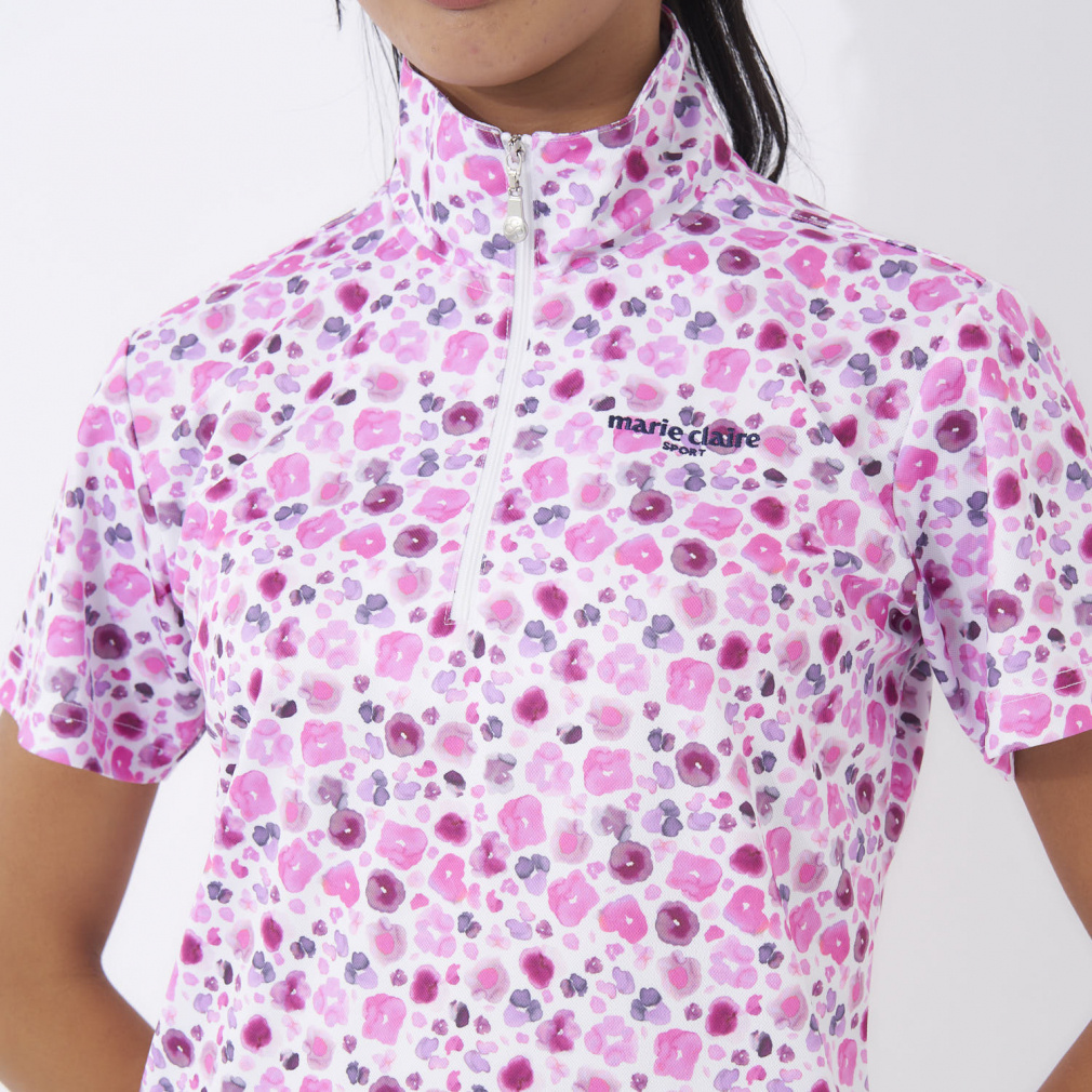 marie claire Women's Golf Wear Short Sleeve High Neck Shirt 714603