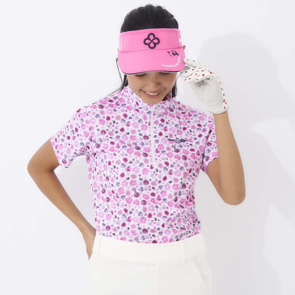 marie claire Women's Golf Wear Short Sleeve High Neck Shirt 714603