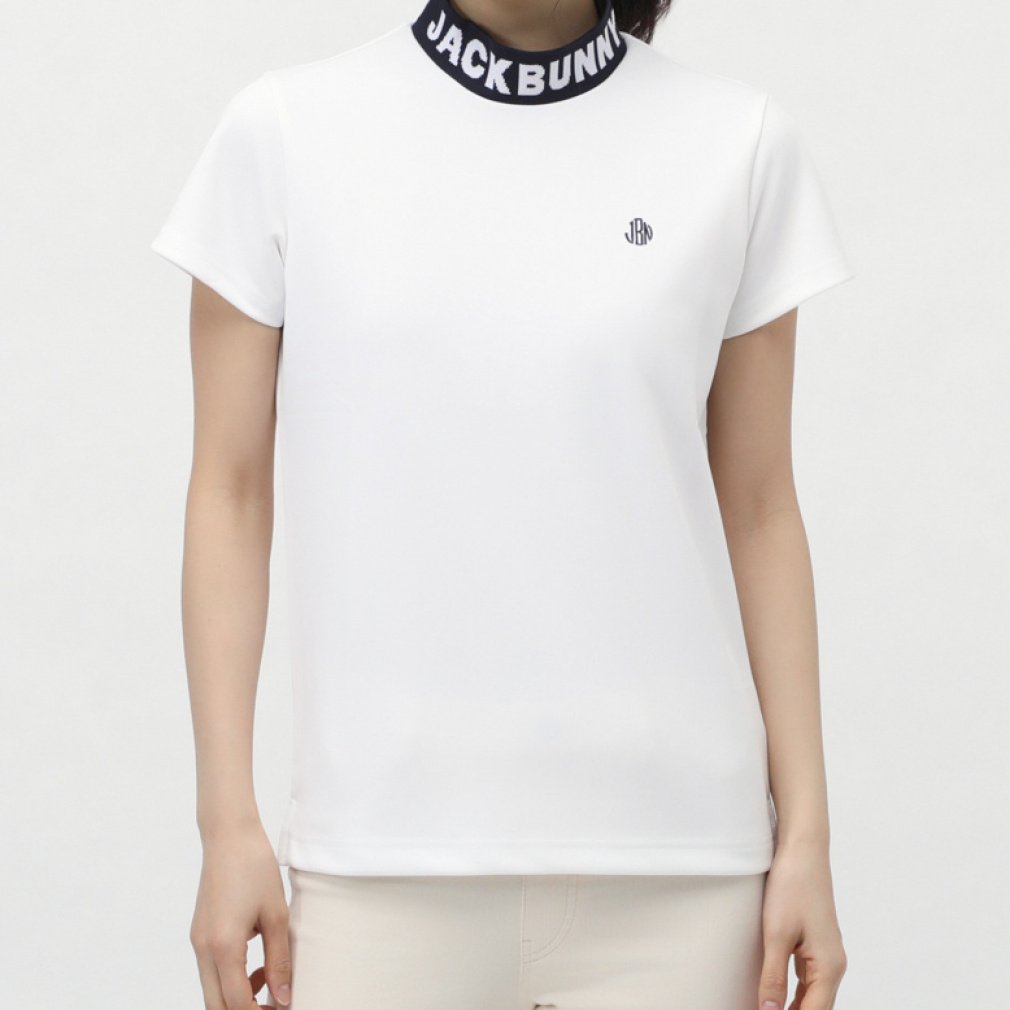 Jack Bunny Ladies' Golf Wear Double Face Pique S/S Mock Neck Shirt 2635167112