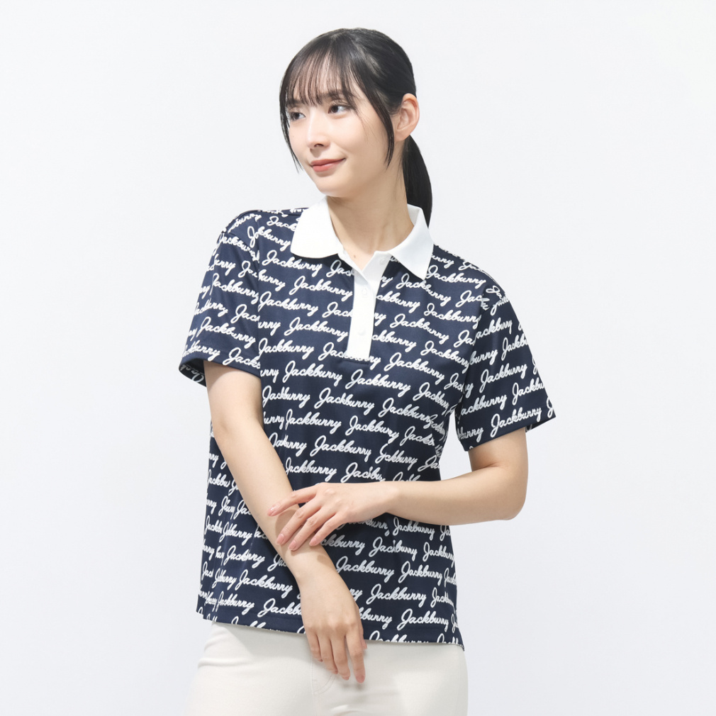 Jack Bunny Women's Golf Apparel Pe/Ny Logo Jacquard Short Sleeve Polo Shirt 2636160322