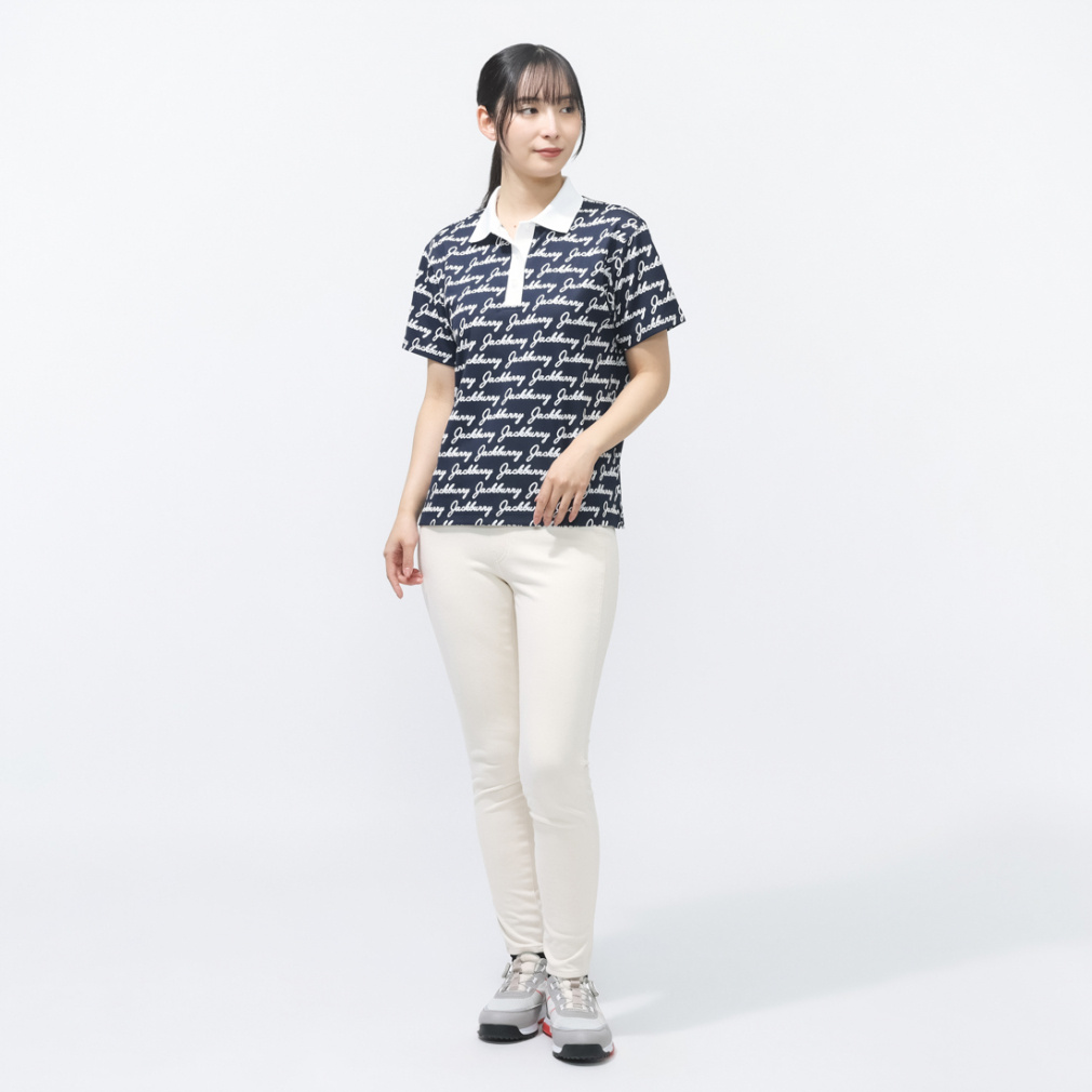 Jack Bunny Women's Golf Apparel Pe/Ny Logo Jacquard Short Sleeve Polo Shirt 2636160322