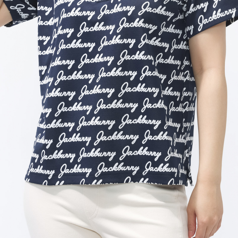 Jack Bunny Women's Golf Apparel Pe/Ny Logo Jacquard Short Sleeve Polo Shirt 2636160322