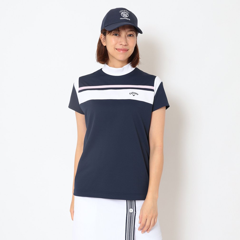 Callaway Women's Golf Apparel Polyester Waffle Short Sleeve Mock Neck Shirt C26134202