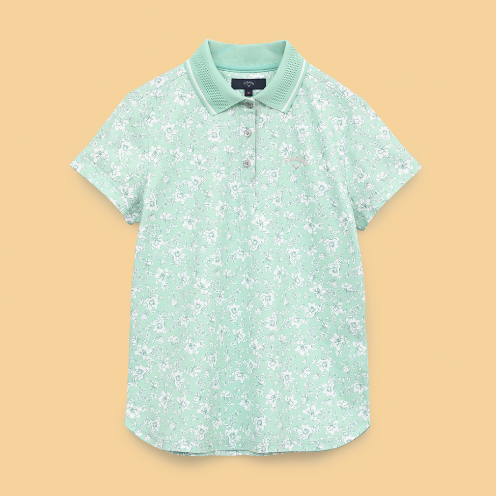 Callaway Women's Golf Apparel Flower Print Short Sleeve Polo Shirt C25134207