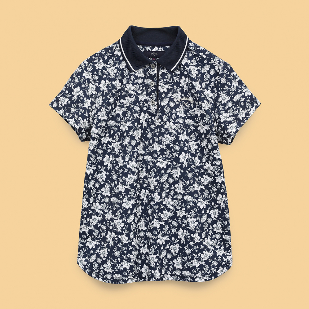 Callaway Women's Golf Apparel Flower Print Short Sleeve Polo Shirt C25134207