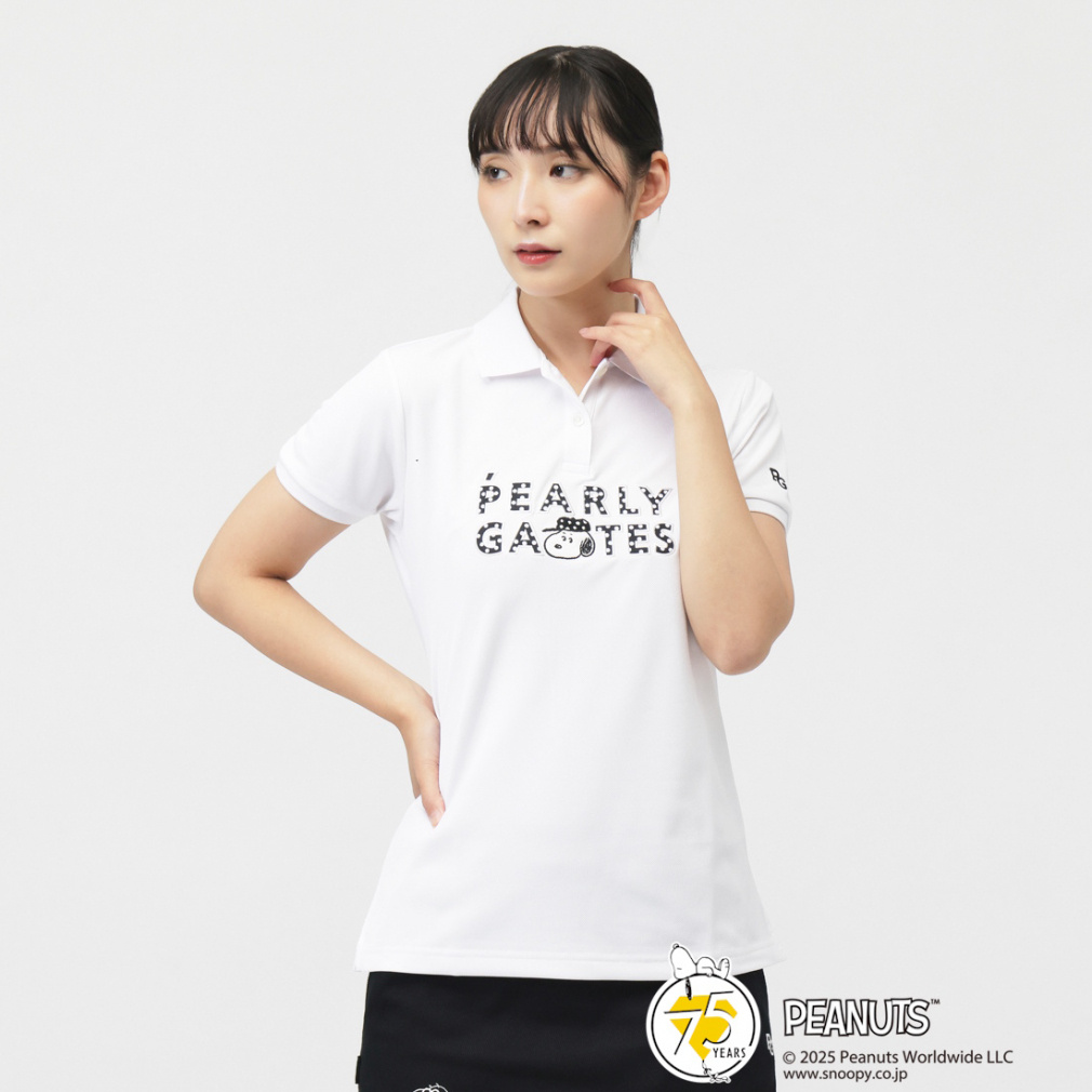 PEARLY GATES Women's Golf Apparel SNOOPY Primeflex Pique Short Sleeve Polo Shirt 0555260032
