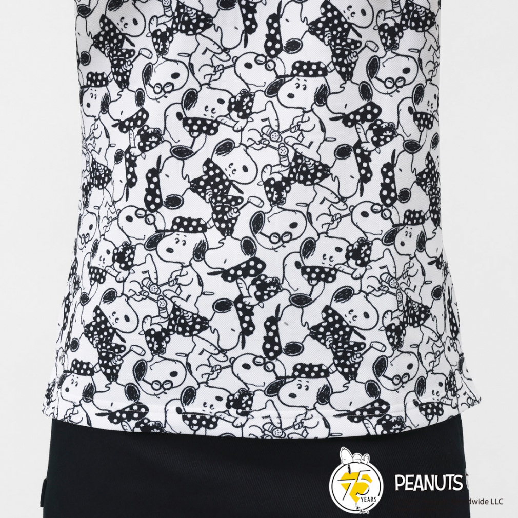 PEARLY GATES Women's Golf Apparel SNOOPY Primeflex Pique All-Over Pattern Short Sleeve Polo Shirt 0555260034
