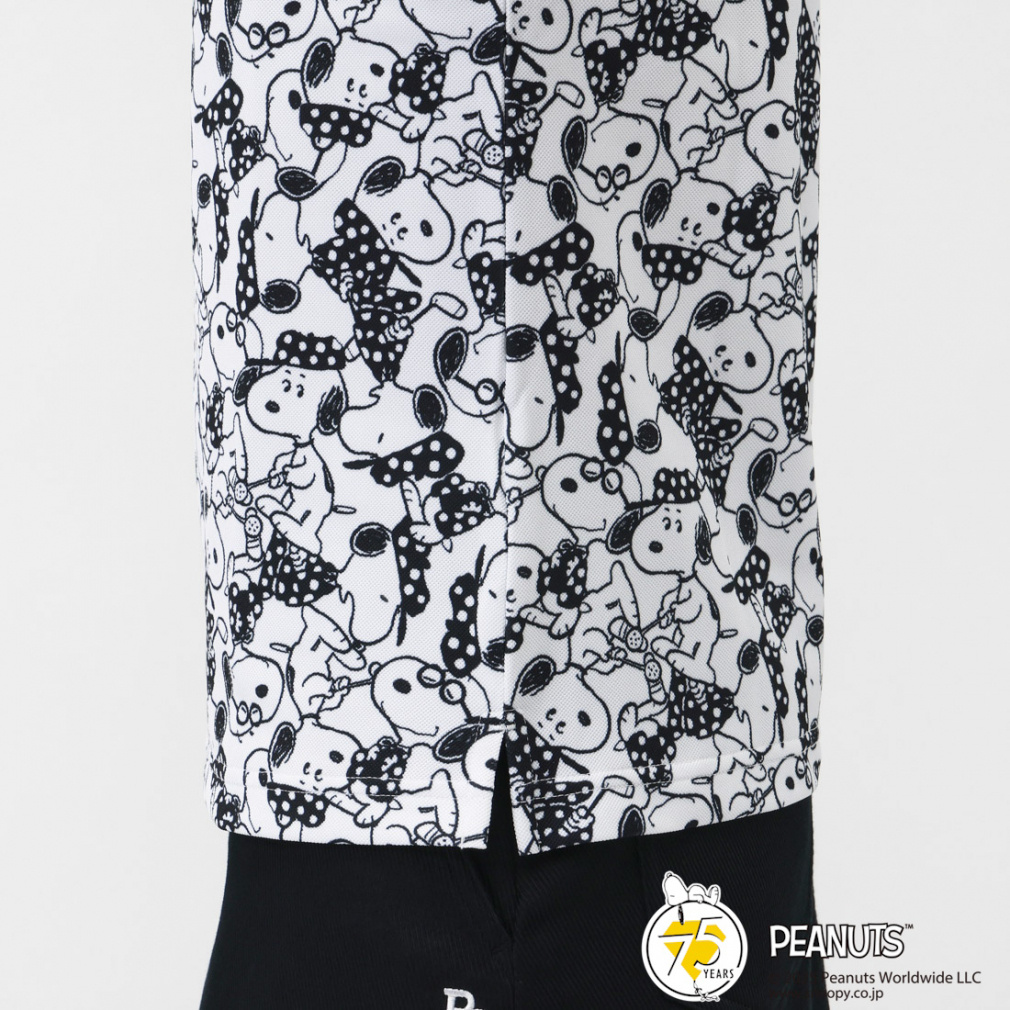 PEARLY GATES Women's Golf Apparel SNOOPY Primeflex Pique All-Over Pattern Short Sleeve Polo Shirt 0555260034
