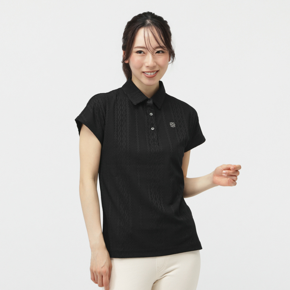 St ANDREWS Women's Golf Apparel Cable Pattern Links Short Sleeve Shirt 0435260802