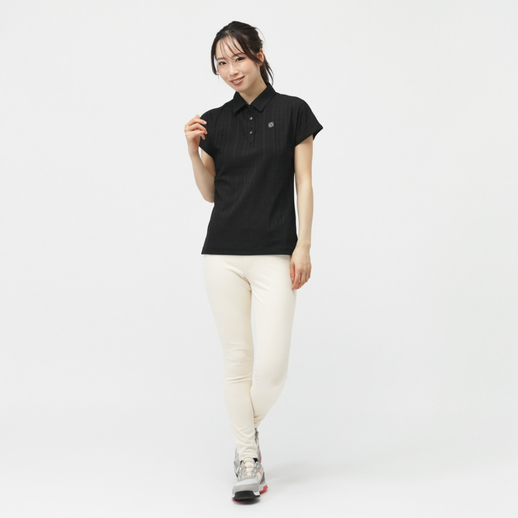 St ANDREWS Women's Golf Apparel Cable Pattern Links Short Sleeve Shirt 0435260802