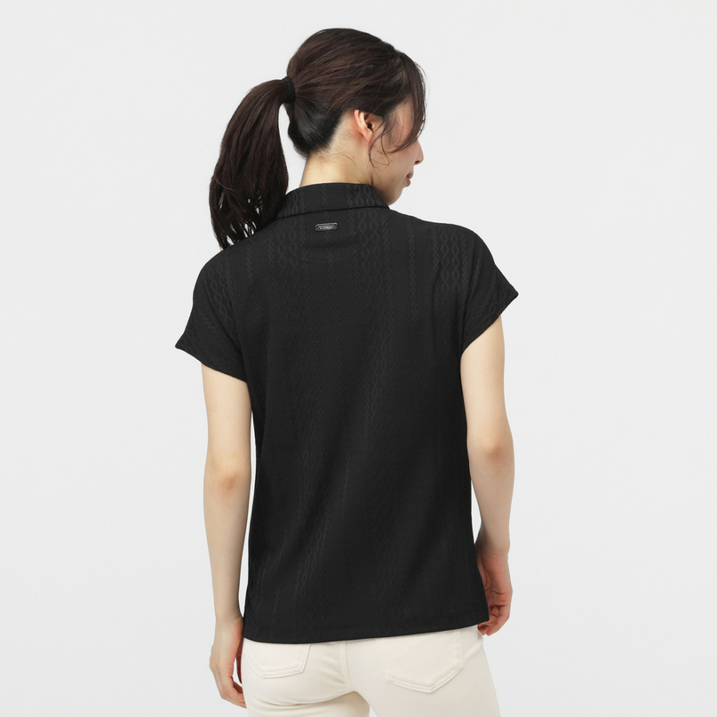 St ANDREWS Women's Golf Apparel Cable Pattern Links Short Sleeve Shirt 0435260802