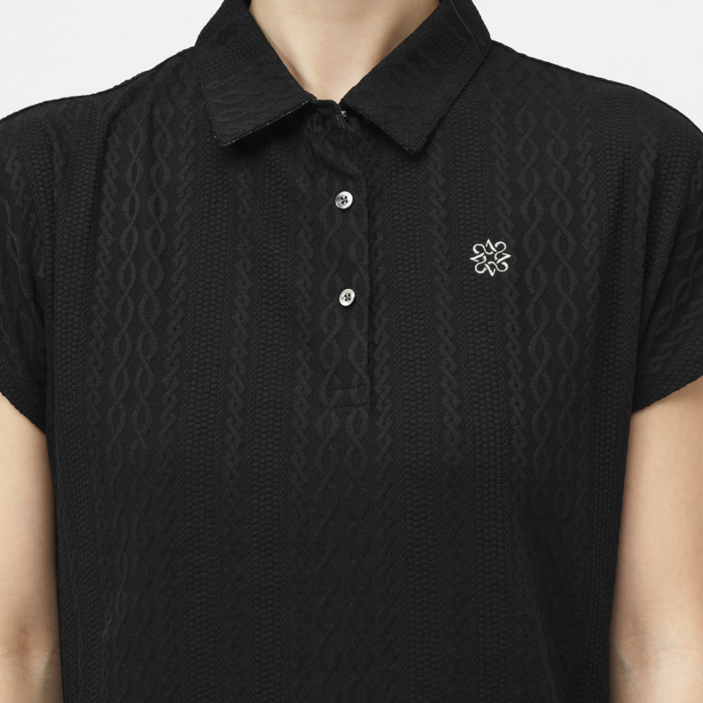 St ANDREWS Women's Golf Apparel Cable Pattern Links Short Sleeve Shirt 0435260802