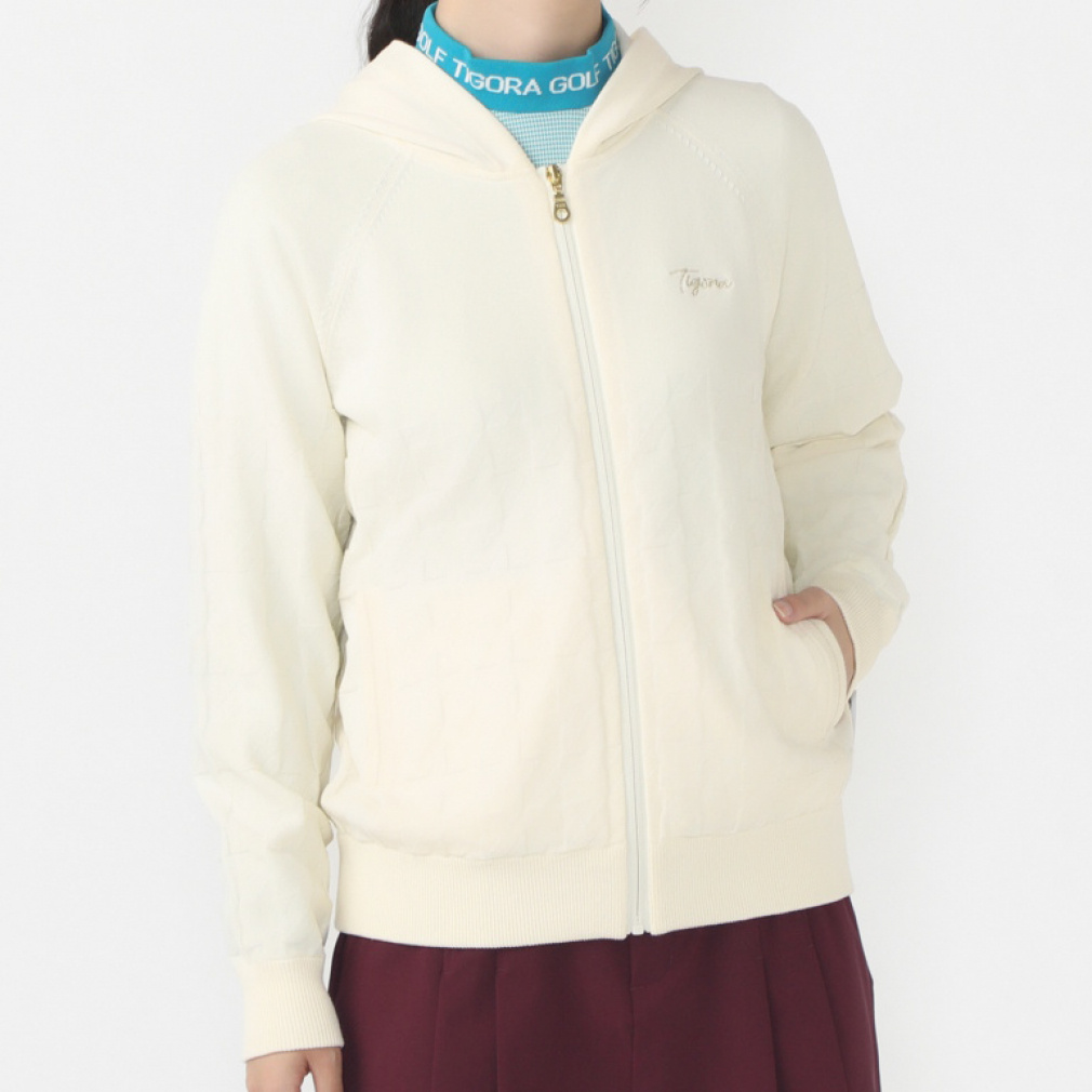 TIGORA Women's Golf Wear Panel Knit Hoodie, UV, Machine Washable, Full-Zip TR-1S2604F