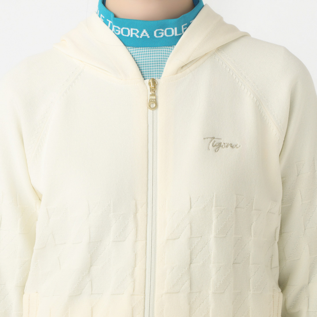 TIGORA Women's Golf Wear Panel Knit Hoodie, UV, Machine Washable, Full-Zip TR-1S2604F