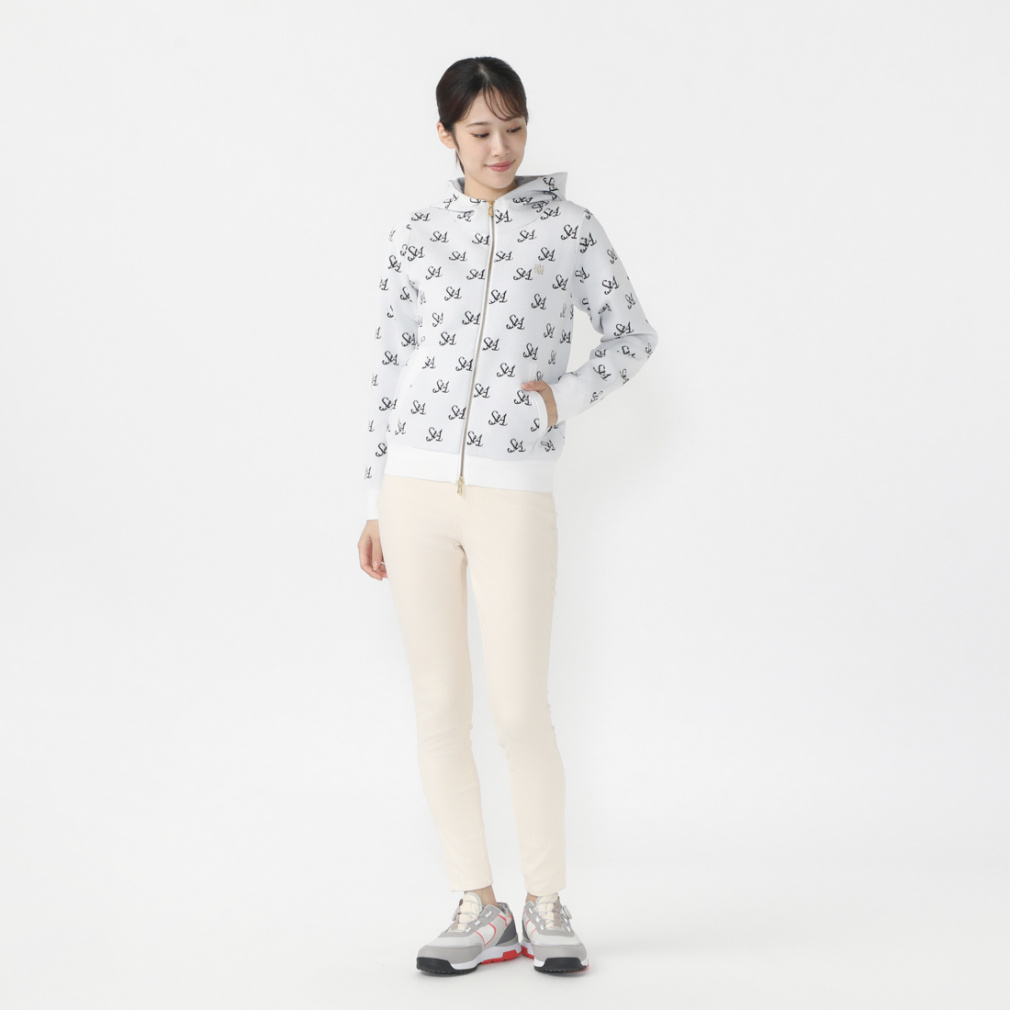 St ANDREWS Women's Golf Wear 12G STA Logo Jacquard Full-Zip Knit Hoodie 0434272052