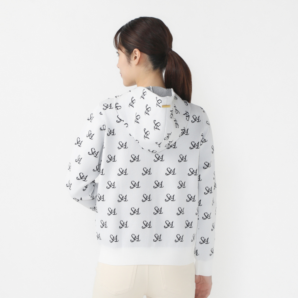 St ANDREWS Women's Golf Wear 12G STA Logo Jacquard Full-Zip Knit Hoodie 0434272052