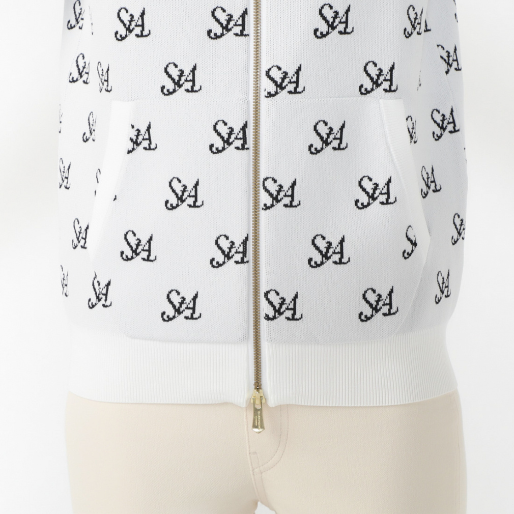 St ANDREWS Women's Golf Wear 12G STA Logo Jacquard Full-Zip Knit Hoodie 0434272052