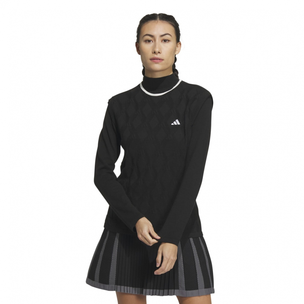 adidas Women's Golf Wear Argyle Pattern Knit Vest Ensemble Sweater HZ6117