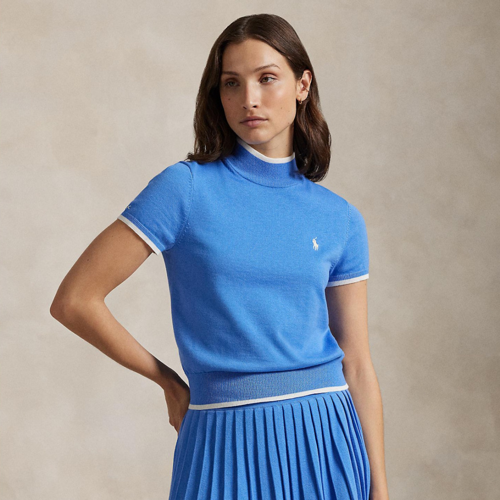 RALPH LAUREN Ladies' Golf Wear Short Sleeve Mock Neck Sweater SS25-2556
