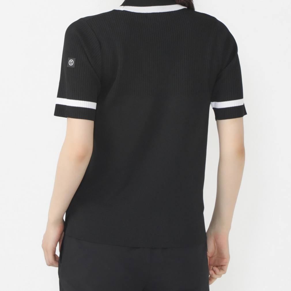 TIGORA Women's Golf Wear T. Short Sleeve Knit Mock Neck Shirt, Quick-Drying, UV, Machine Washable TR-1H2604H