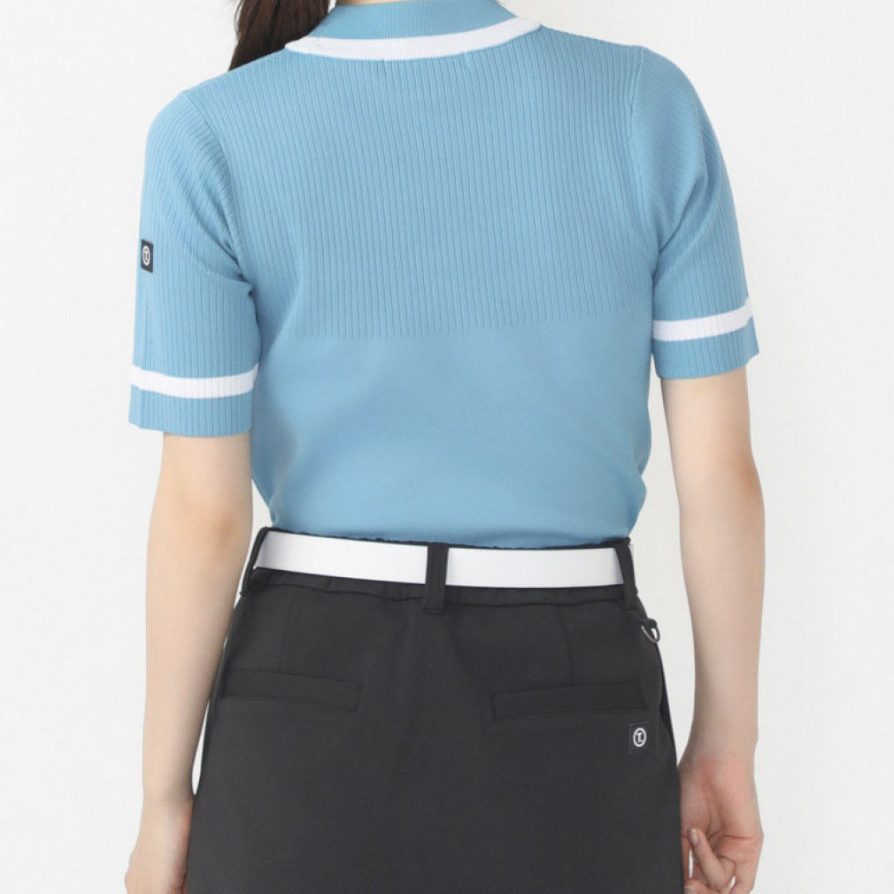TIGORA Women's Golf Wear T. Short Sleeve Knit Mock Neck Shirt, Quick-Drying, UV, Machine Washable TR-1H2604H