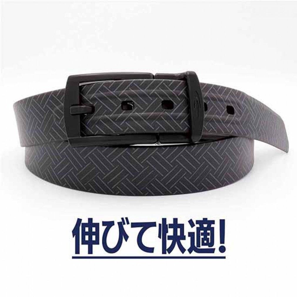 TIGORA Men's Golf Wear Comfortable Stretch Water Repellent Rubber Belt TR-1ABKGE*MBK1S