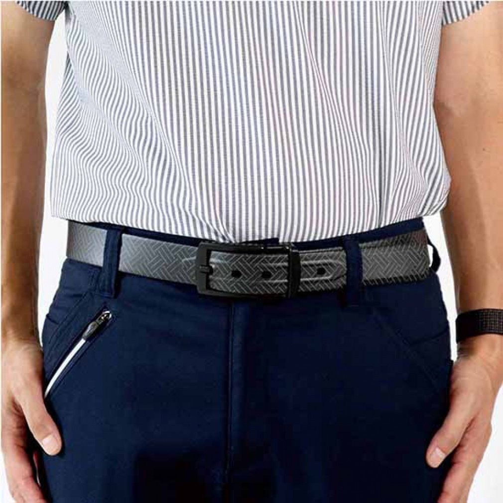 TIGORA Men's Golf Wear Comfortable Stretch Water Repellent Rubber Belt TR-1ABKGE*MBK1S