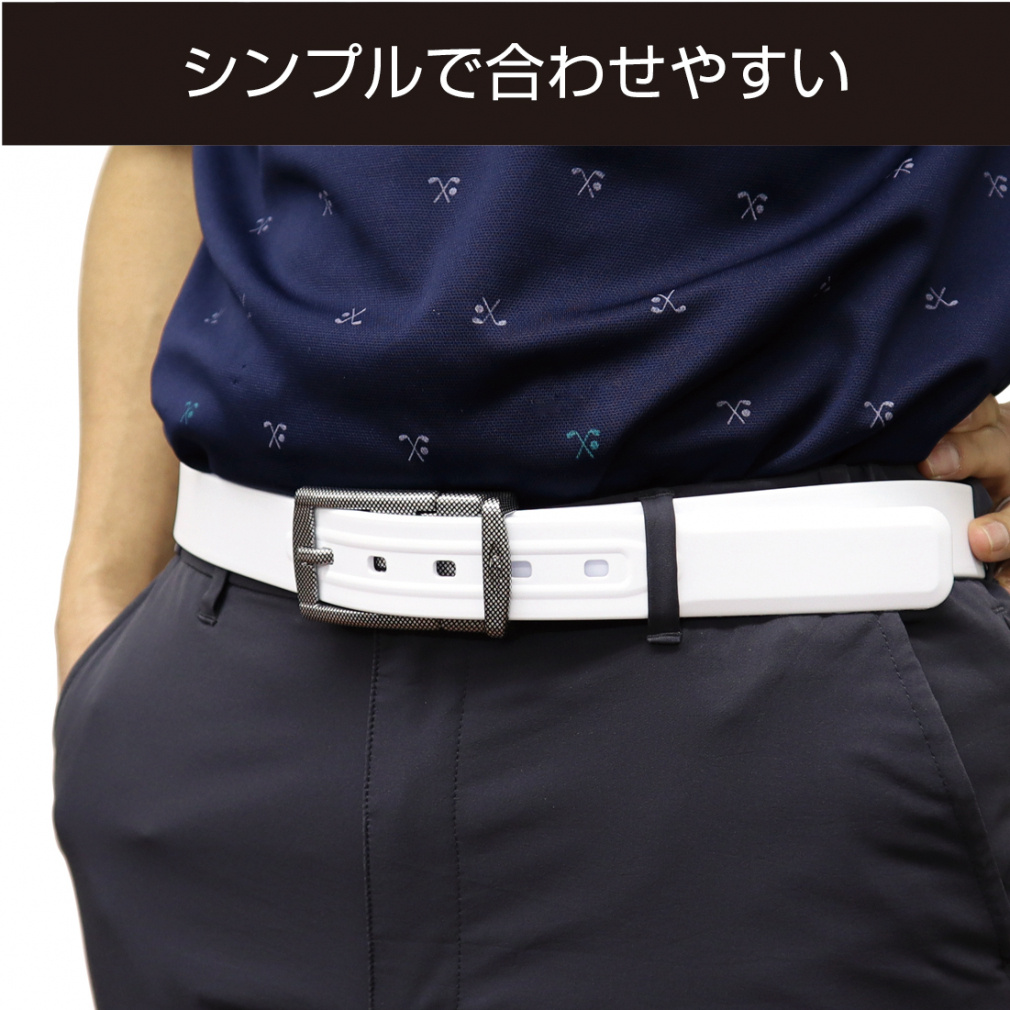 TIGORA Men's Golf Wear Belt Rubber Resin Water Repellent Sports TR-1A1300WHSD