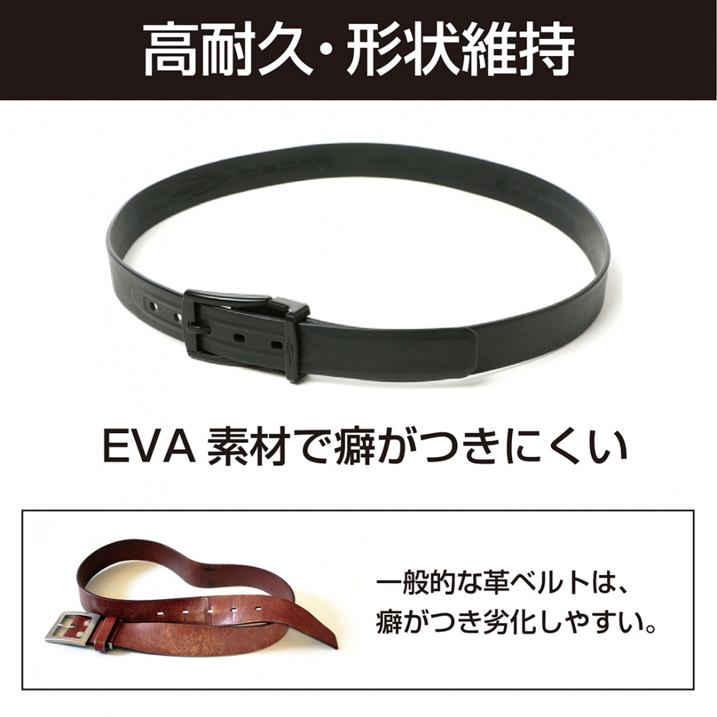 TIGORA Men's Golf Wear Belt Rubber Resin Water Repellent Sports TR-1A1300WHSD