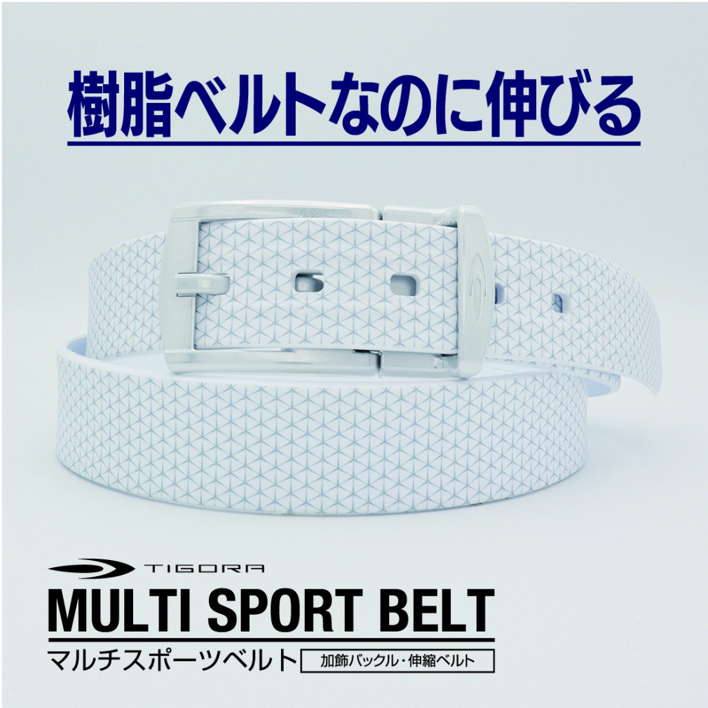 TIGORA Men's Golf Wear Stretch Belt Comfortable Stretch Rubber Resin Water Repellent Sports Casual Black Logo TR-1AWHGYWWH1S