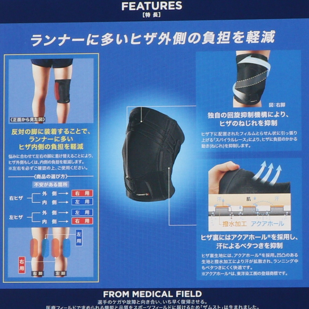 ZAMST Knee Support RK-1 Plus Left 382811, 382812, 382813, 382814