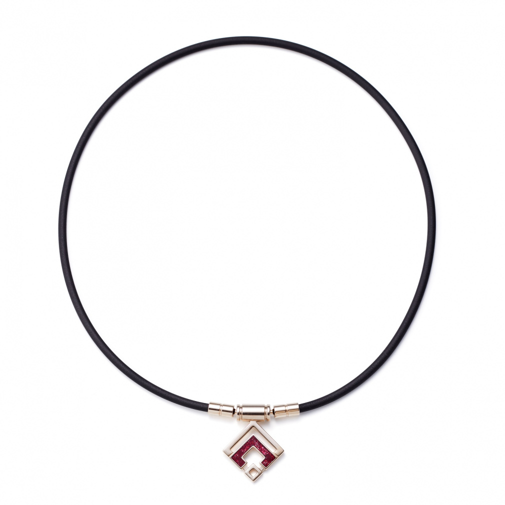 Colan Totte TAO Necklace Slim ARAN mini Champagne Gold x Ruby Red Lame