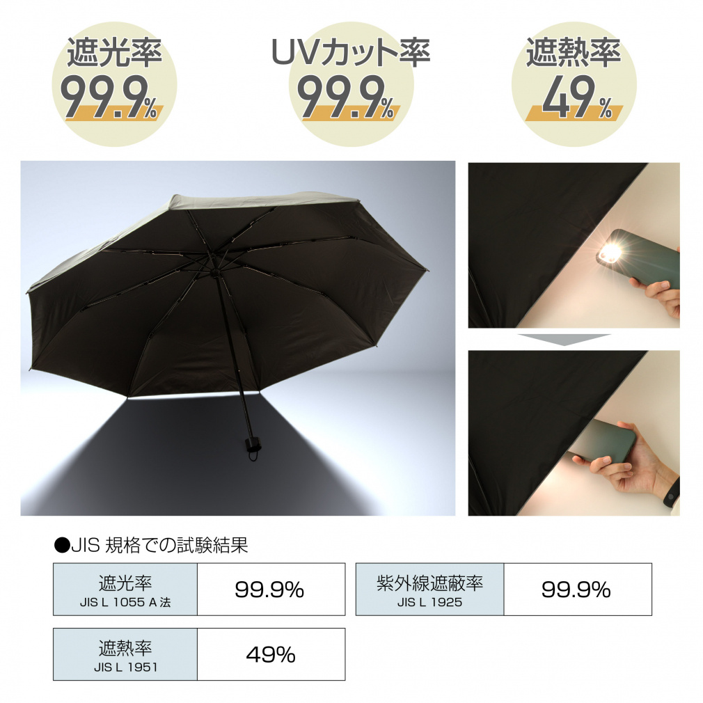 TIGORA Sun Umbrella Folding Umbrella for Sun & Rain, Large, Heat Shielding, 99% UV Cut, Unisex, for Spectator Sports