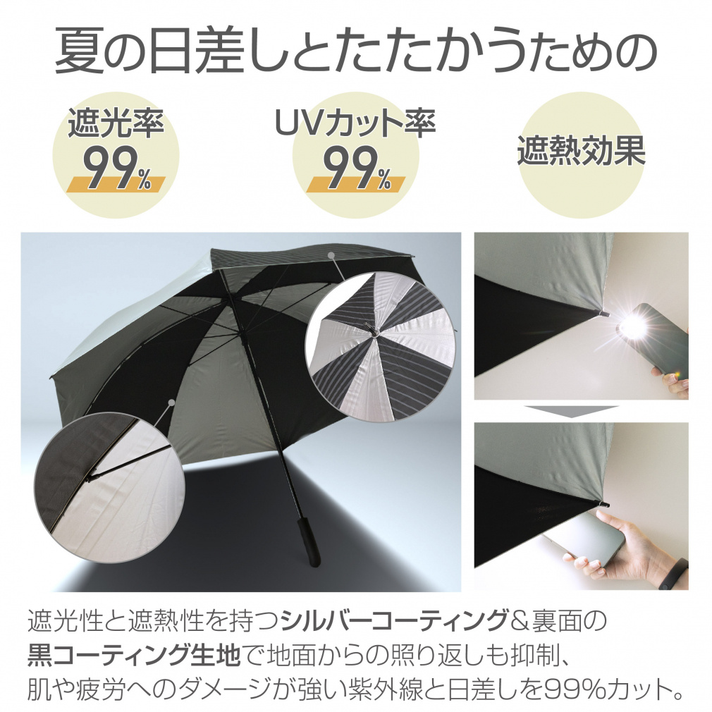 TIGORA Sun Umbrella Mens Large Sun & Rain Golf Umbrella, Heat Shielding, 99% UV Cut, Unisex, for Sports Viewing