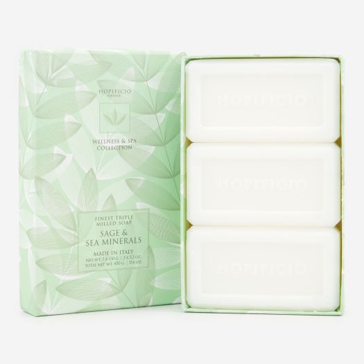 Hộp 3 bánh xà phòng cục cao cấp Sag & Sea Minerals 450g Hopificio Firenze hương Xô thơm và tinh chất muối biển Made in Italy