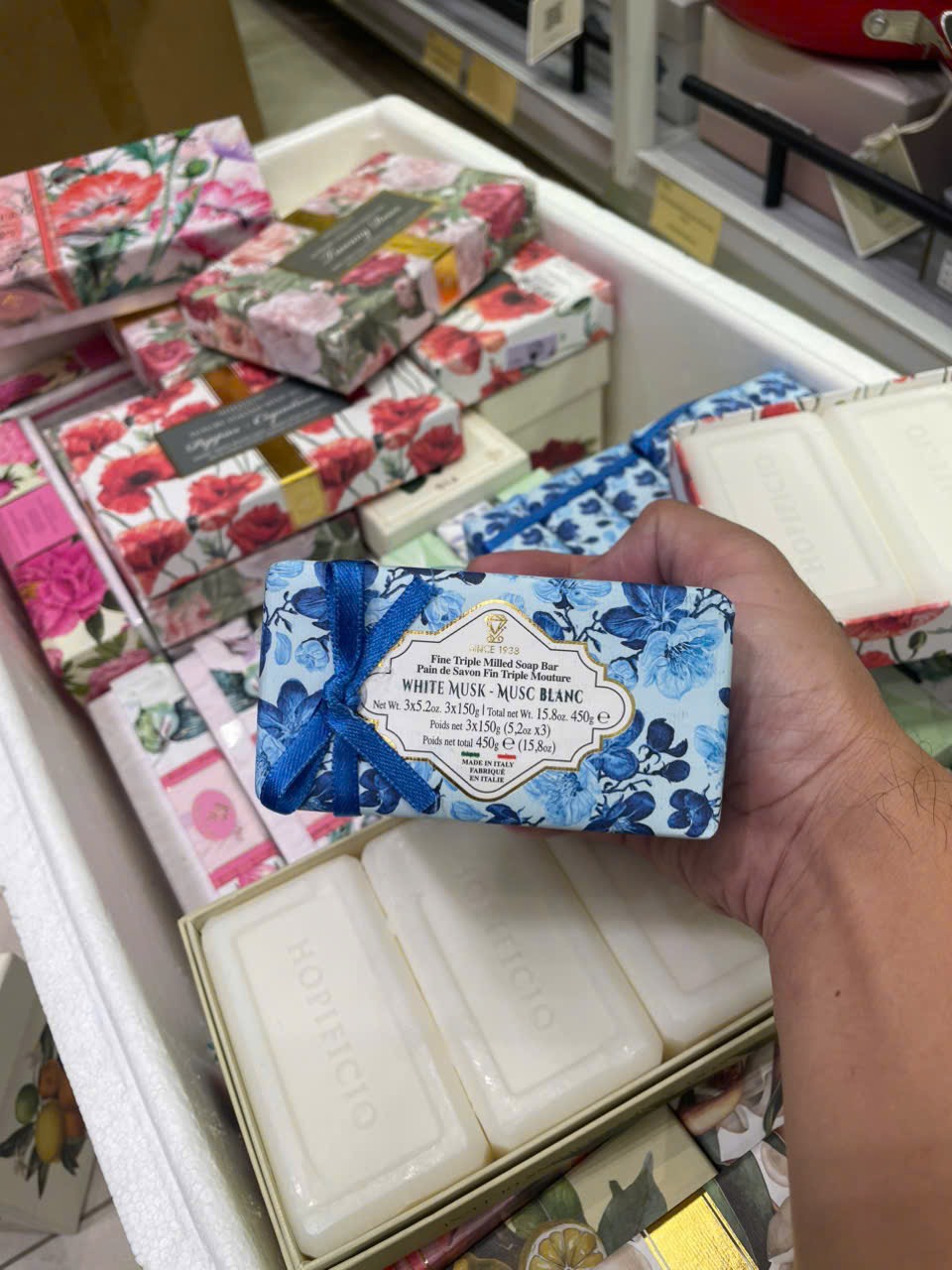 Set 3 bánh xà phòng hương Xạ Hương Trắng (White Musk / Musc Blanc) của thương hiệu xà phòng cao cấp Saponificio Zeni đến từ Ý 450g