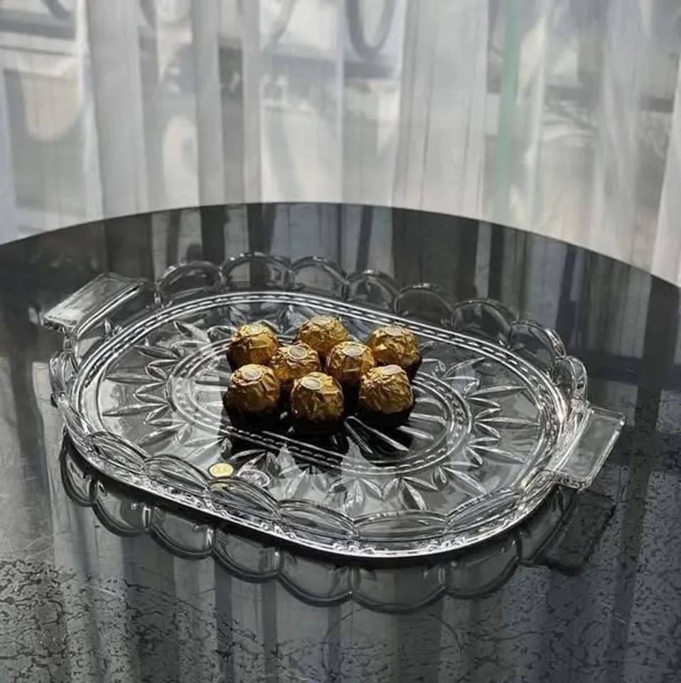 Khay pha lê Bohemia Tulips 36cm