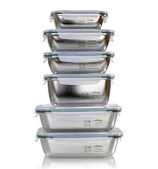 Set 6 hộp Inox kèm nắp Cutisan Made in Korea