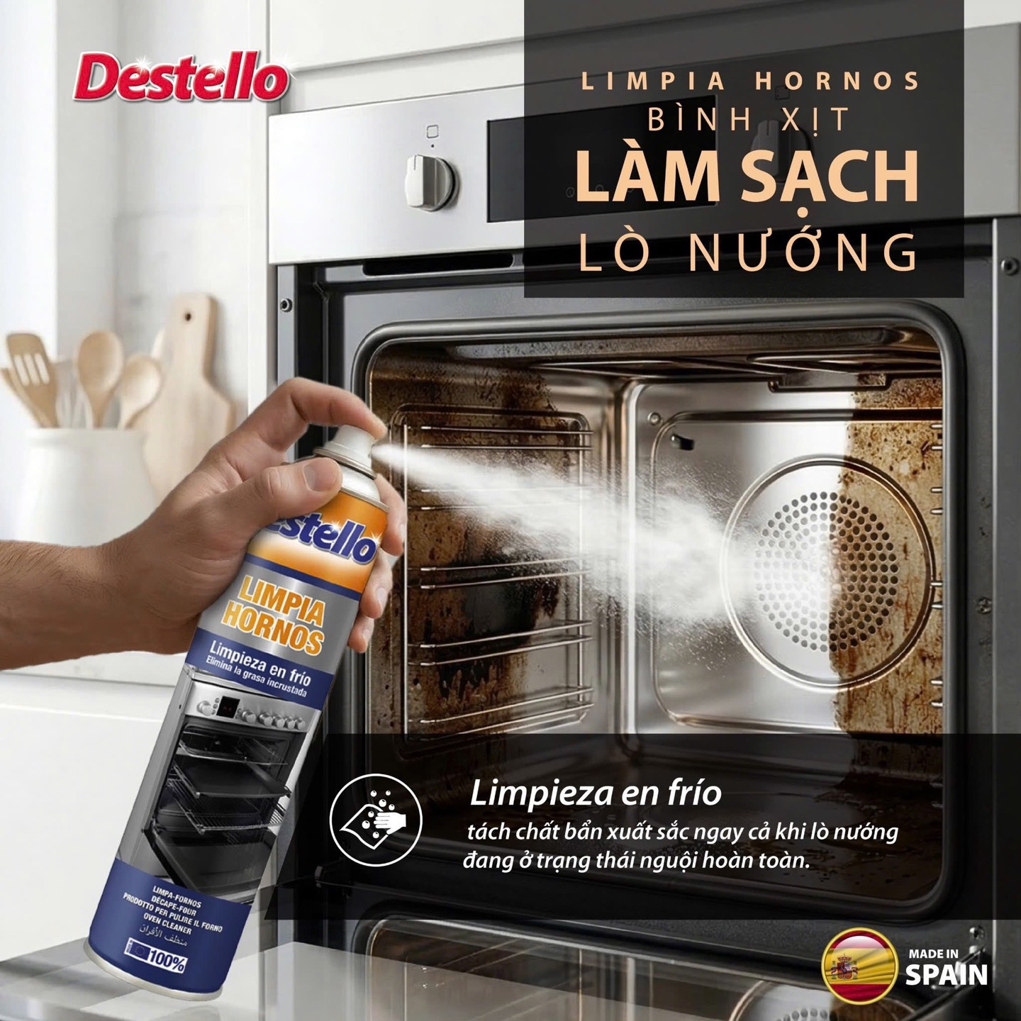 Xịt tẩy dầu mỡ lò nướng Destello 300ml
