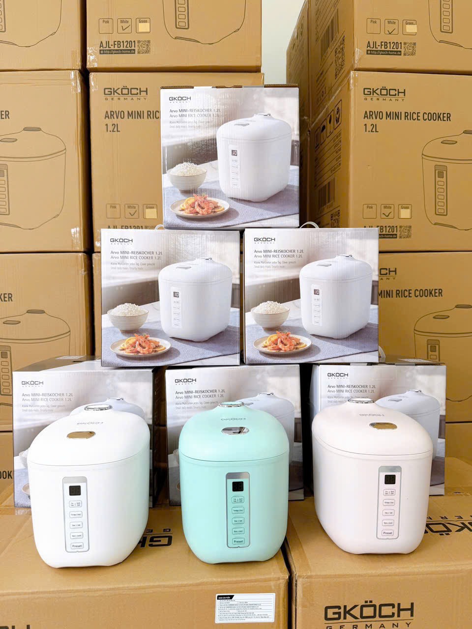 Nồi cơm điện Mini Gkock Arvo 1,2 lít màu xanh