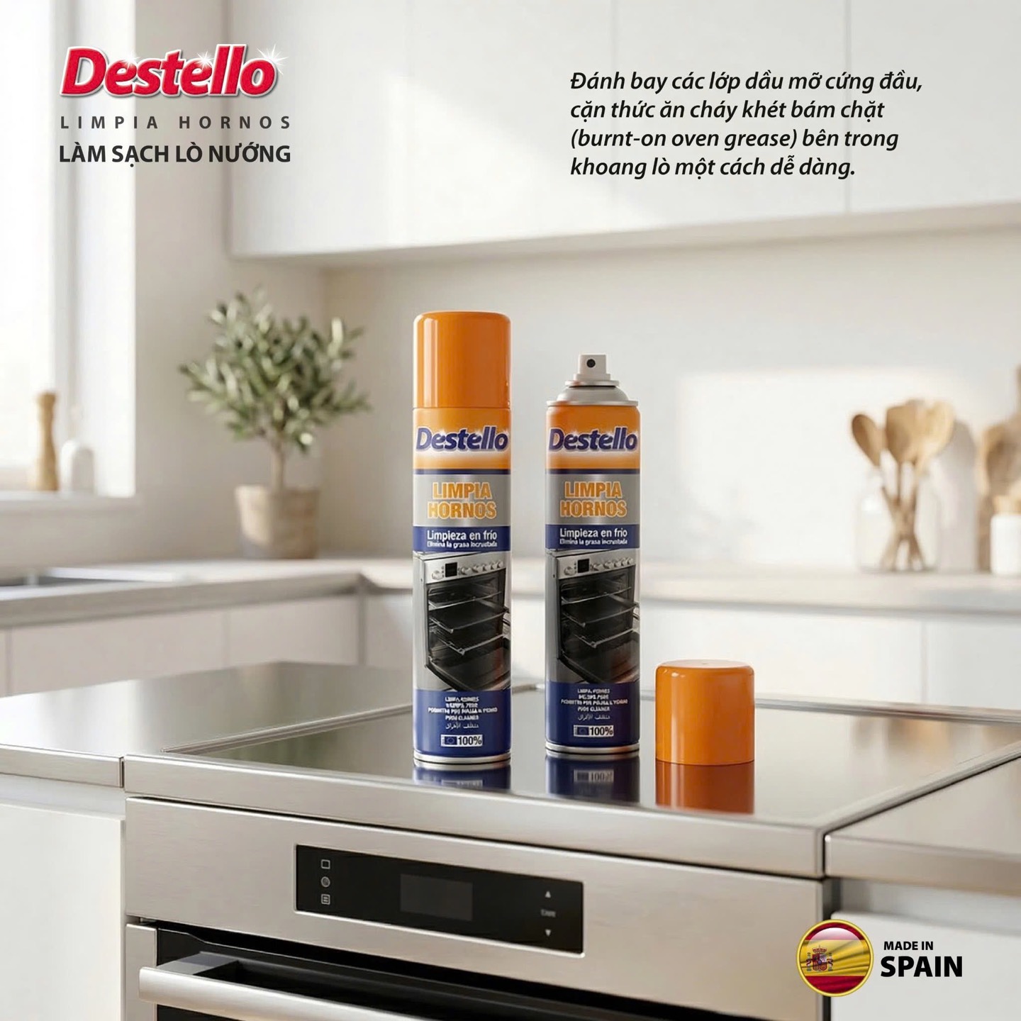 Xịt tẩy dầu mỡ lò nướng Destello 300ml