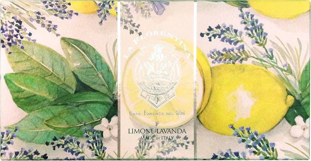 Hộp 3 bánh xà phòng cao cấp La Florentina hương Chanh và Oải hương (Limone Lavanda) được sản xuất tại Ý (3×150g)