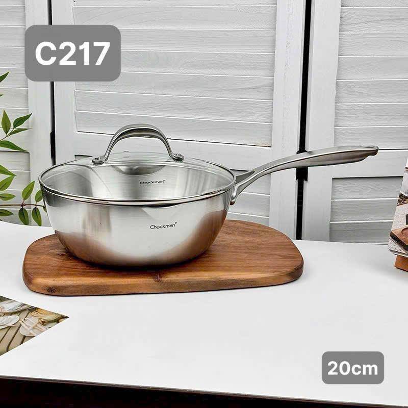 Chảo sâu lòng Chockmen 20cm với nắp kính.