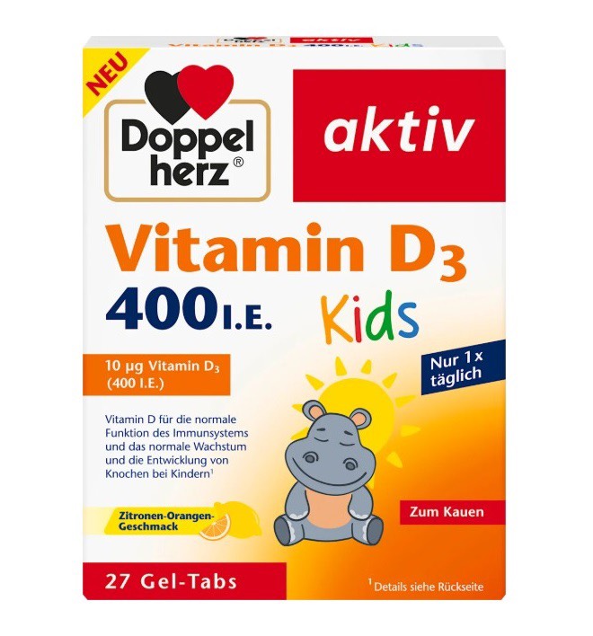 Viên nhai Doppelherz Vitamin D3 400 I.E Kids hộp 27v