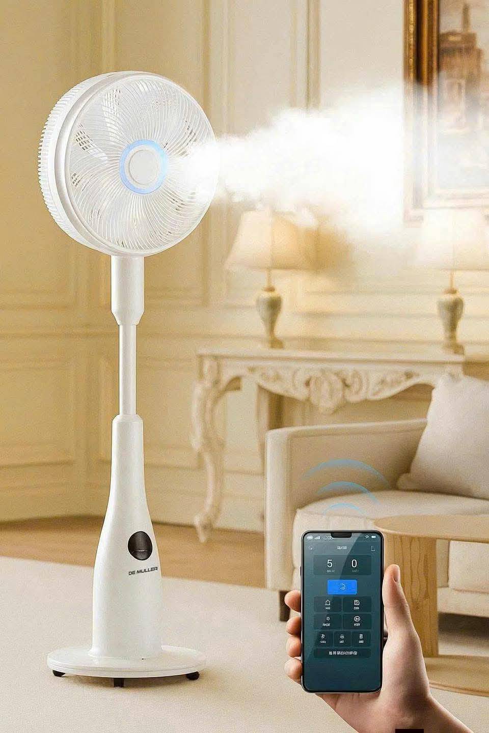 QUẠT CÂY PHUN SƯƠNG TẠO ẨM THƯƠNG HIỆU ĐỨC CAO CẤP DE MULLER KÈM ĐIỀU KHIỂN TỪ XA🇩🇪🇩🇪