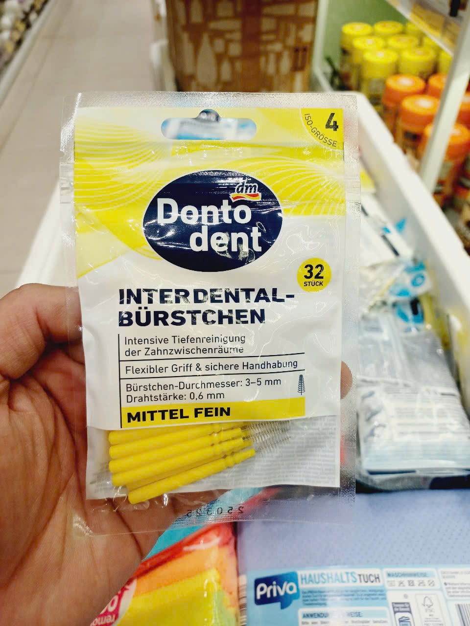 Tăm chải kẽ răng Dontodent Zahnseide-Sticks Mittel Fein