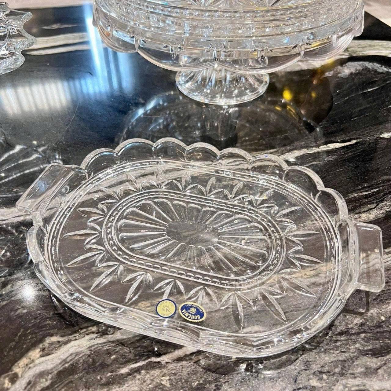 Khay pha lê Bohemia Tulips 36cm