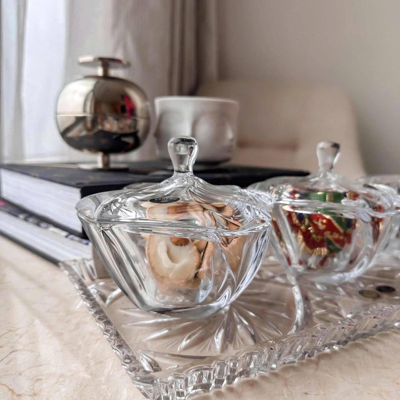 Combo 3 hũ neptune 13cm và Đĩa xoáy 40cm Bohemia