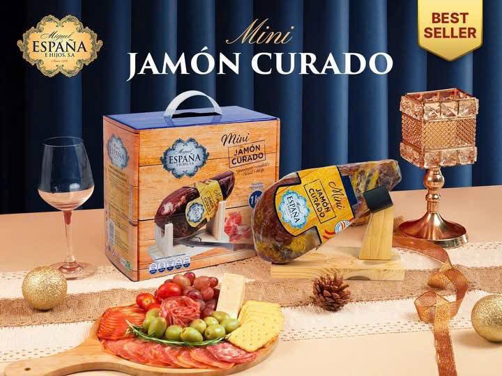Đùi heo muối mini Jamon Curado Espana Tây ban nha 1kg.